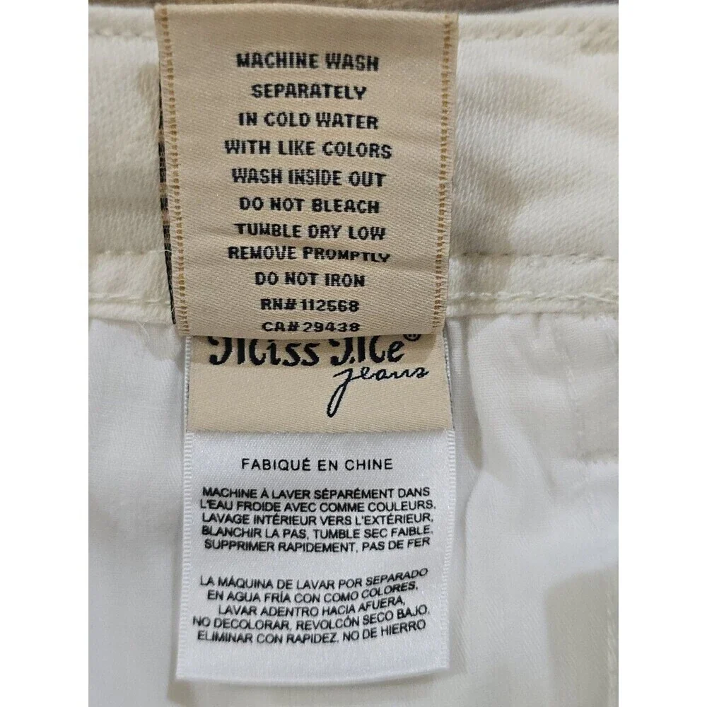 Miss Me White Distressed Capri Jeans Womens 25 Signature Cuffed Stretch